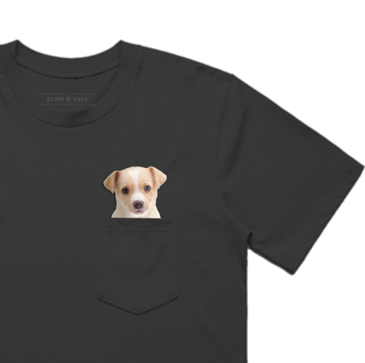 Peek-a-Boo Brown Puppy Pocket Tee