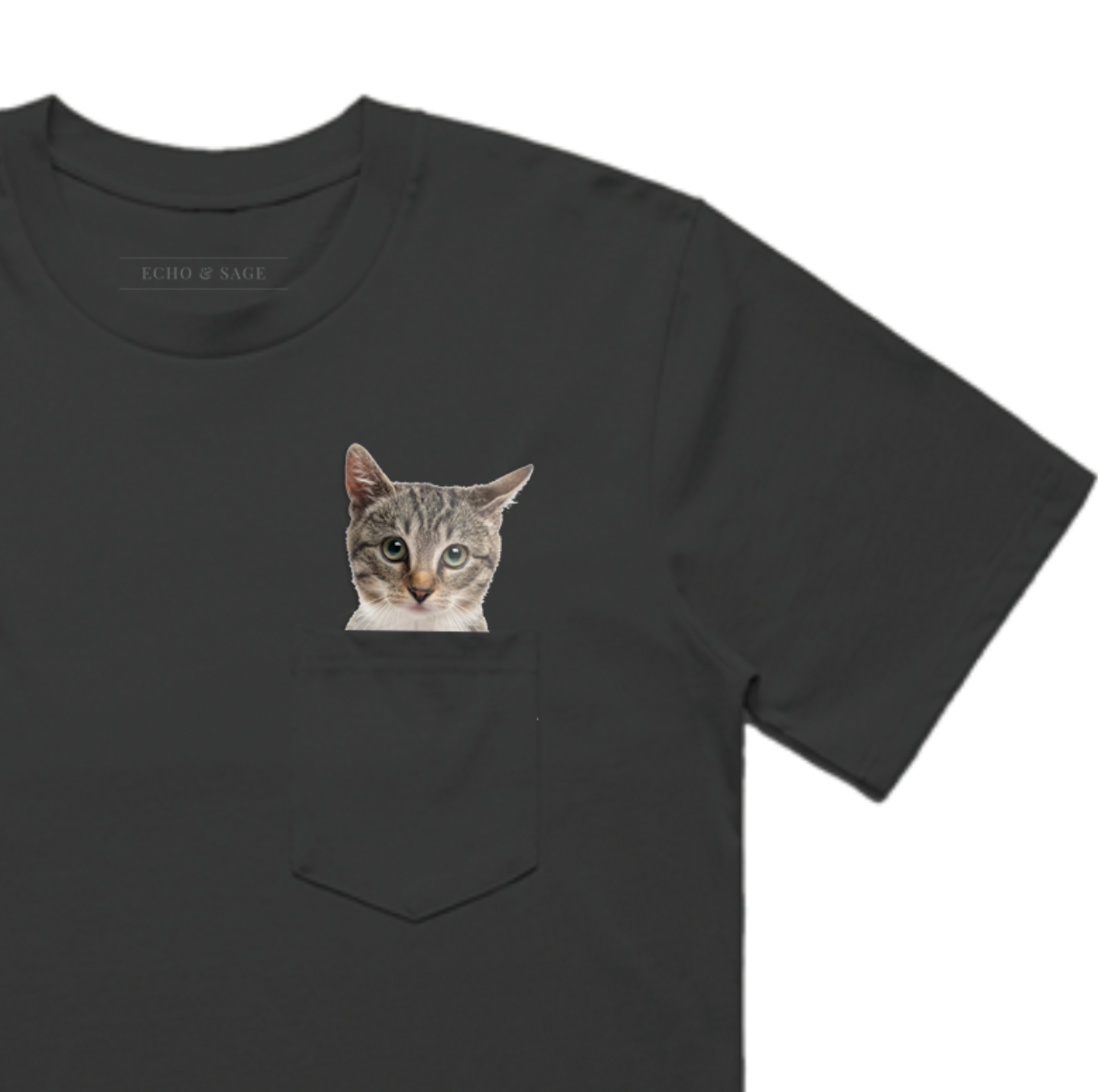 Cute Kitten Peek-a-Boo Pocket Tee