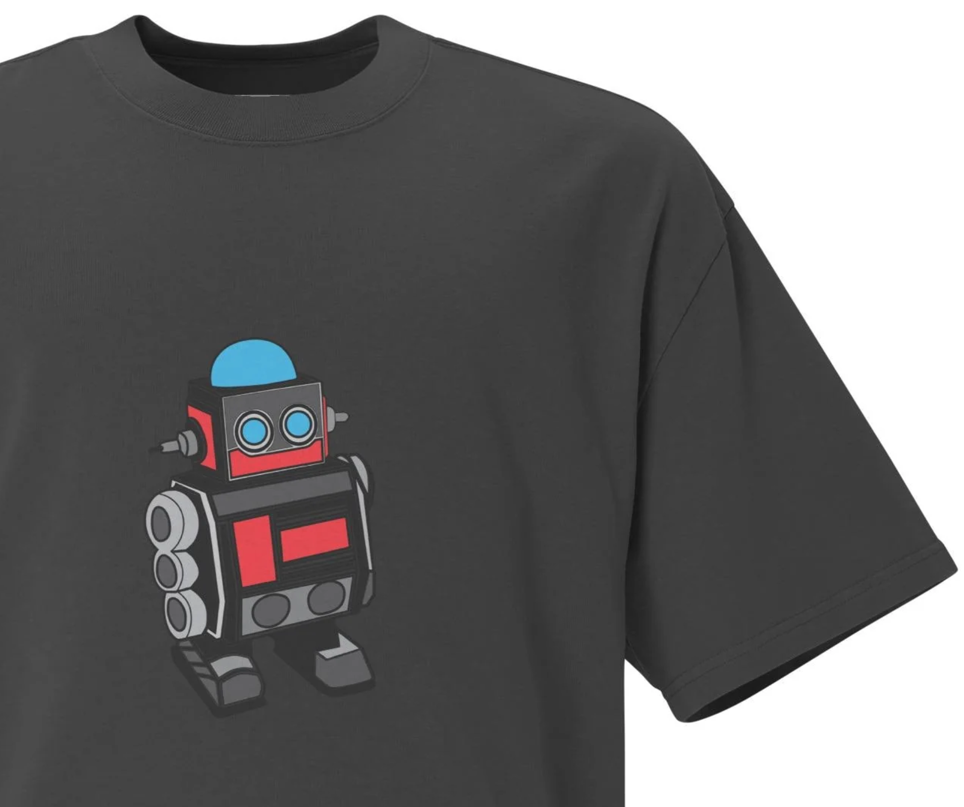 Retro Robot Oversized Faded T-Shirt