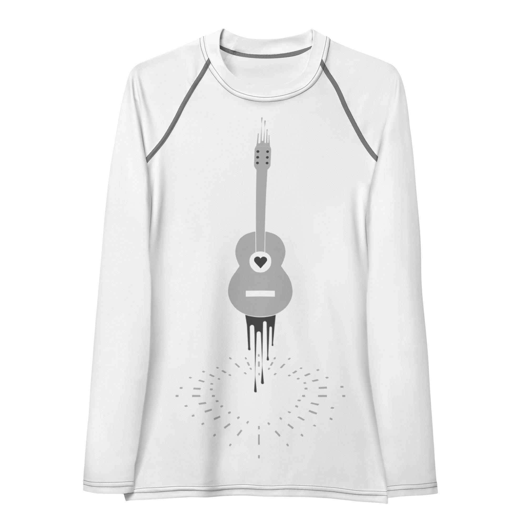 Ascending Classical Guitar Line Drawing Rash Guard