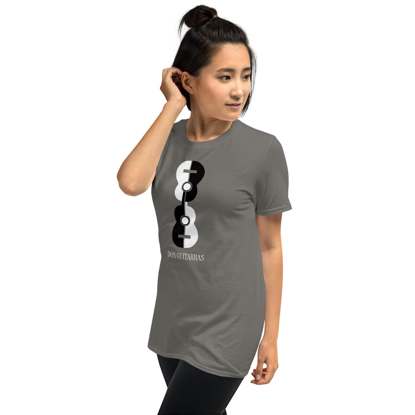 Dos Guitarras T-shirt: Cubist Fusion of Music, Art, and Harmony