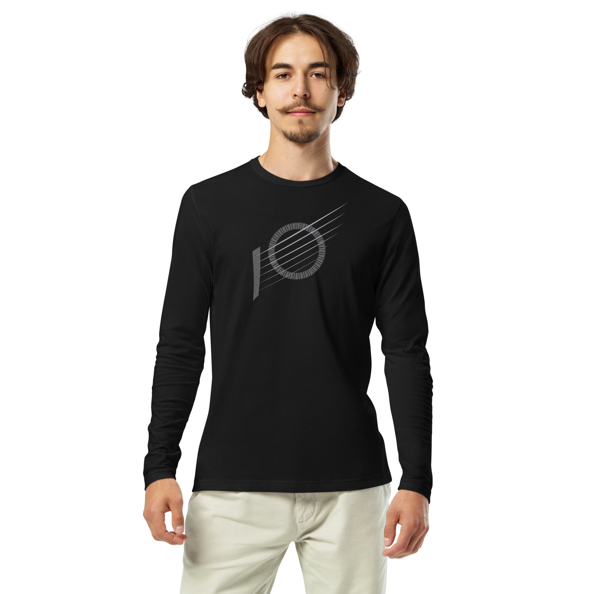 Modern Minimalist Classical Guitar Long Sleeve Fitted Tee