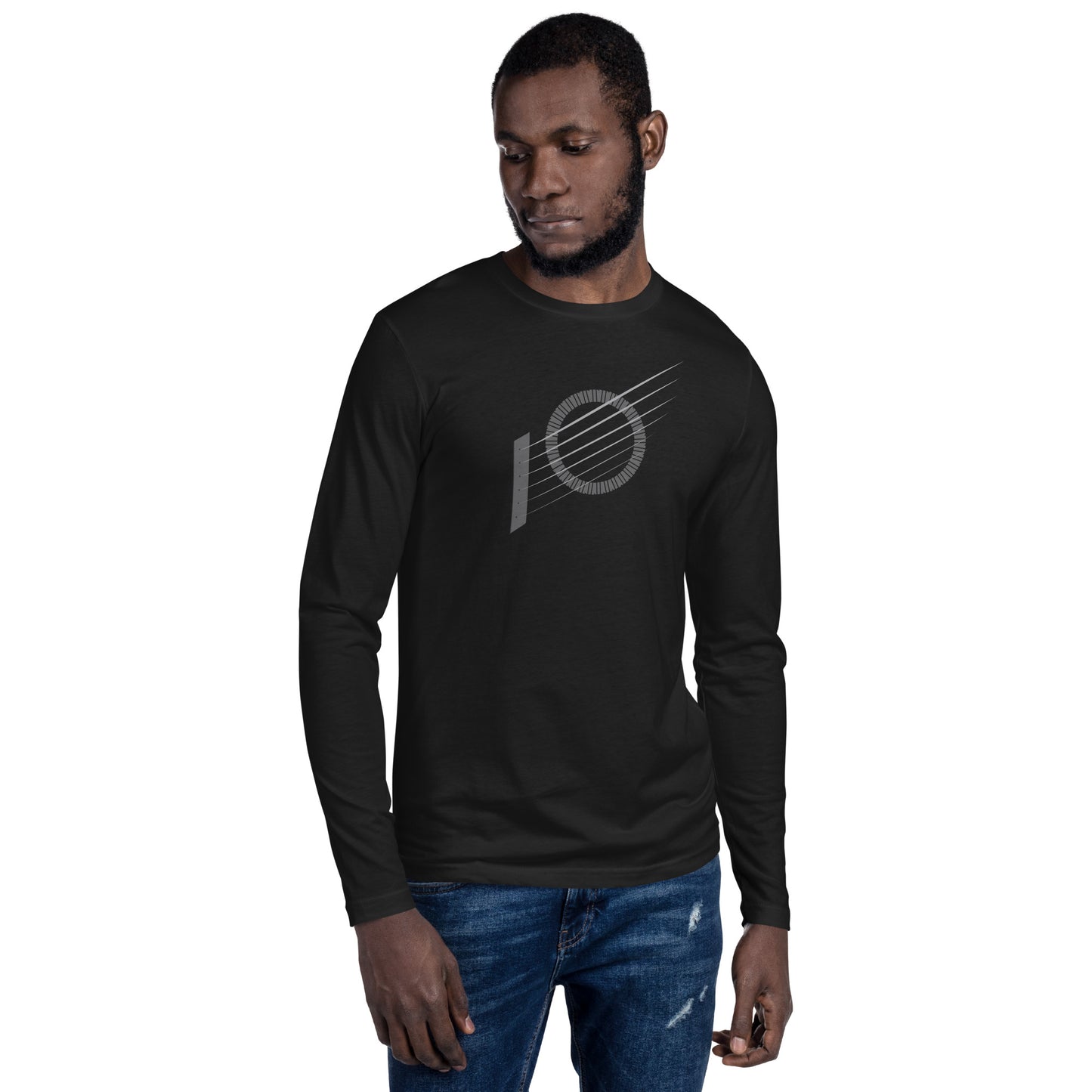 Modern Minimalist Classical Guitar Long Sleeve Fitted Tee