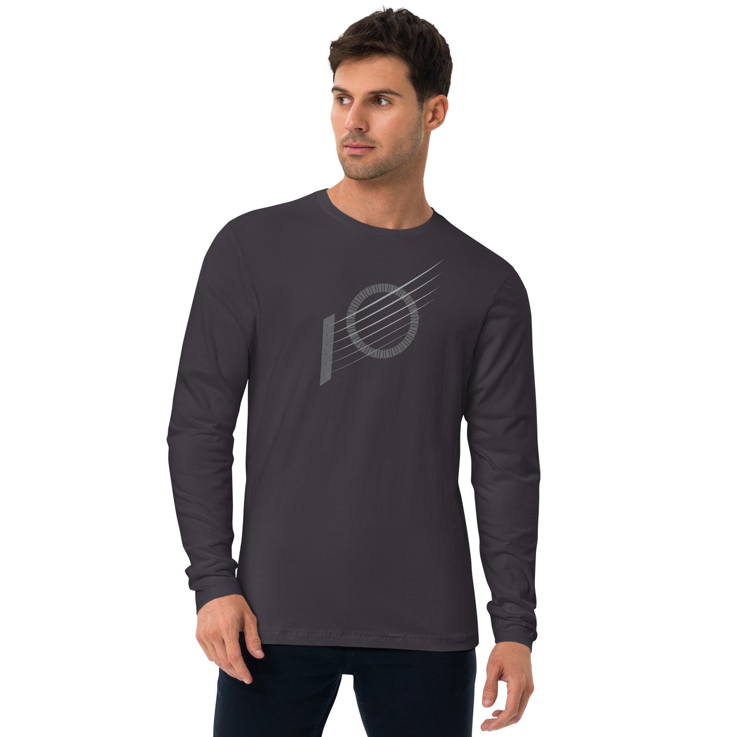 Modern Minimalist Classical Guitar Long Sleeve Fitted Tee