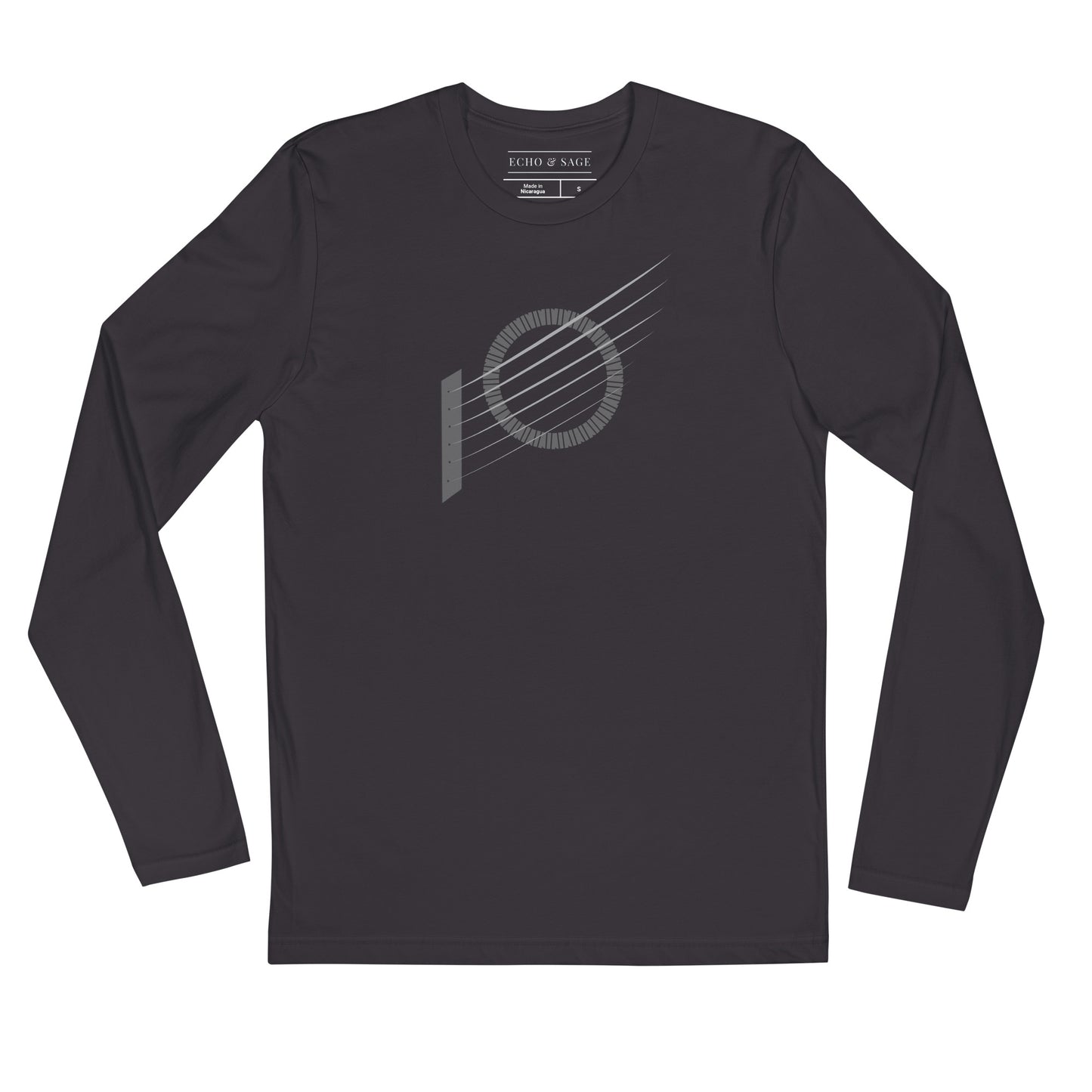 Modern Minimalist Classical Guitar Long Sleeve Fitted Tee