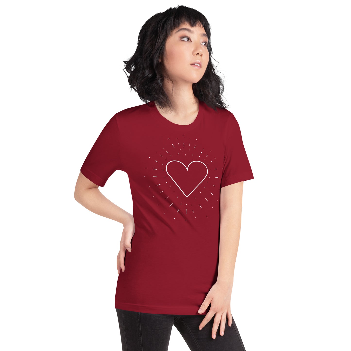 Minimalist Heart Line Drawing Unisex Tee